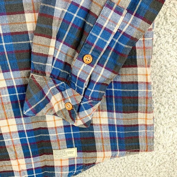 Propper Blend Flannel Shirt Young Mens XXL Blue Gray Plaid Outdoor Lumberjack - Picture 5 of 13